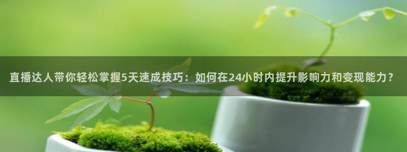 直播达人带你轻松掌握5天速成技巧：如何在24小时内提升影响力和变现能力？